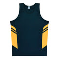 TASMAN MENS SINGLETS - NAVY/GOLD