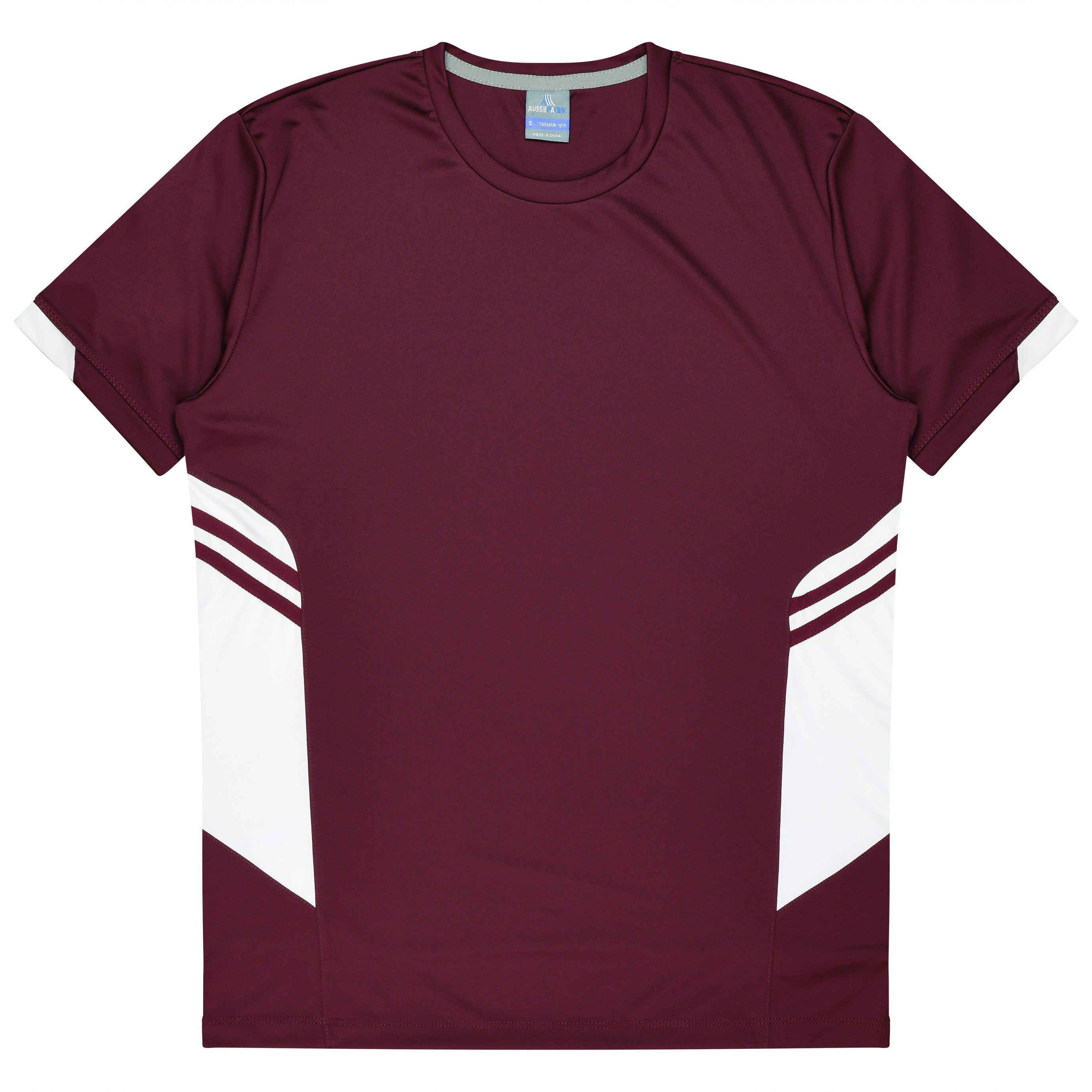 TASMAN KIDS TEES - MAROON/WHITE