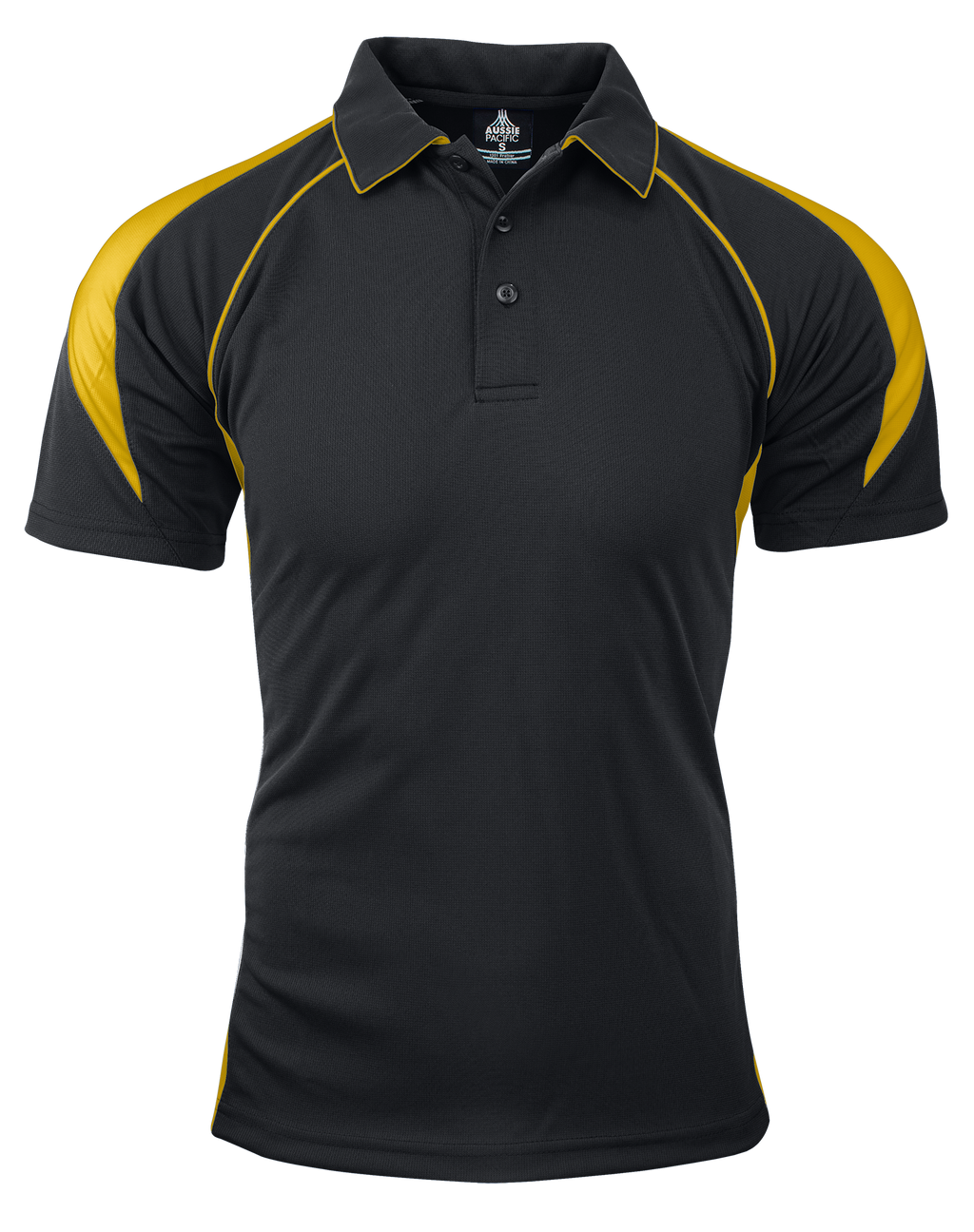 PREMIER MENS POLOS - BLACK/GOLD