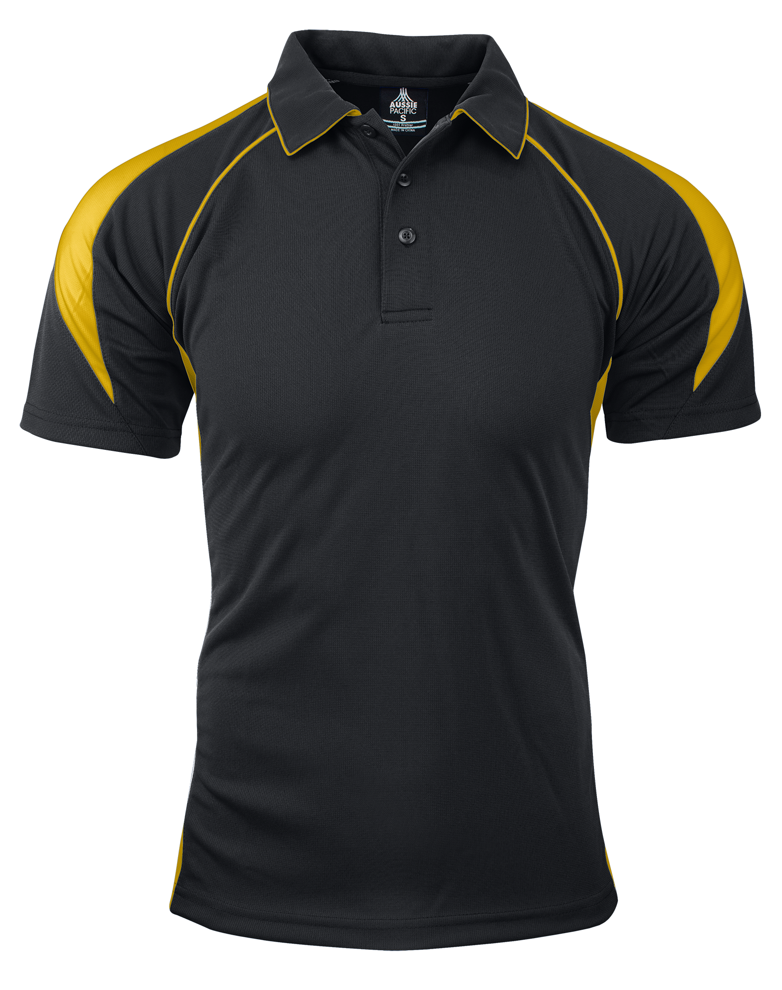 PREMIER MENS POLOS - BLACK/GOLD