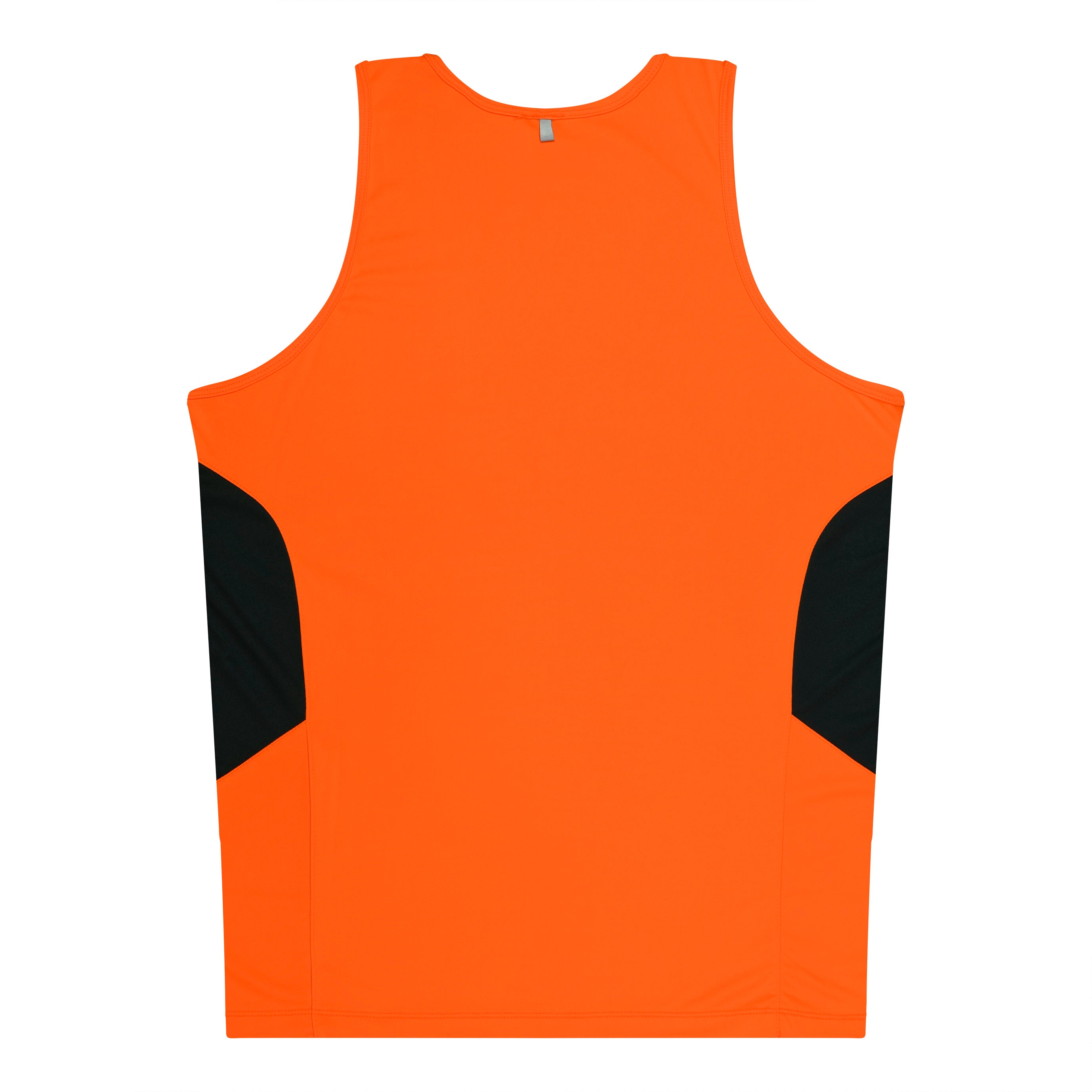 TASMAN MENS SINGLETS - NEON ORANGE/SLATE