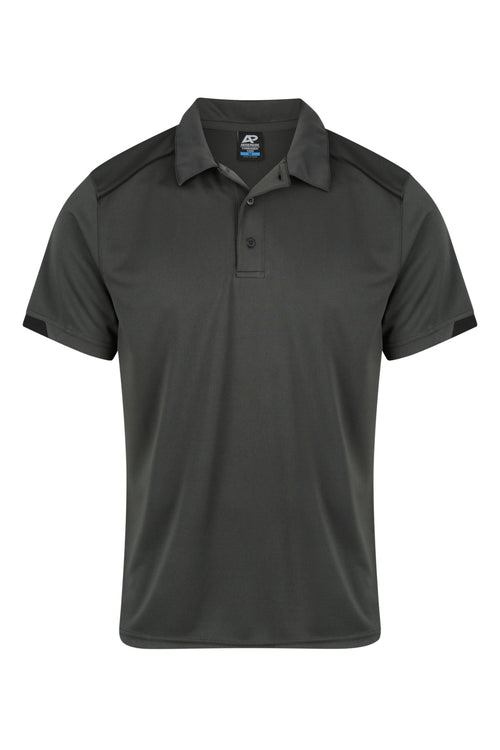 CURRUMBIN MENS POLOS - SLATE/BLACK
