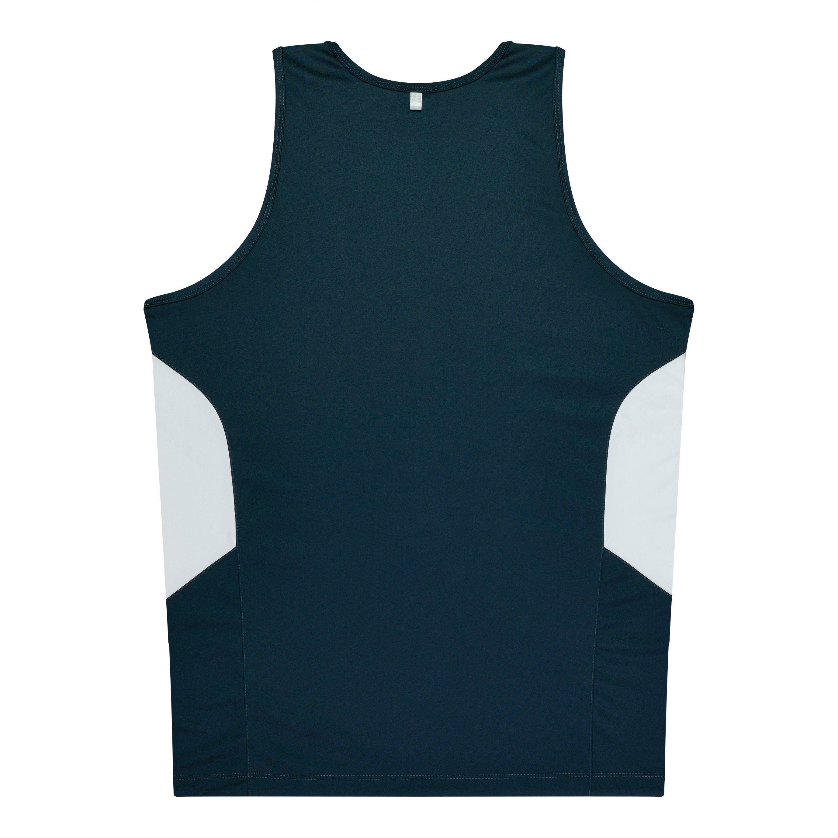 TASMAN MENS SINGLETS - NAVY/WHITE