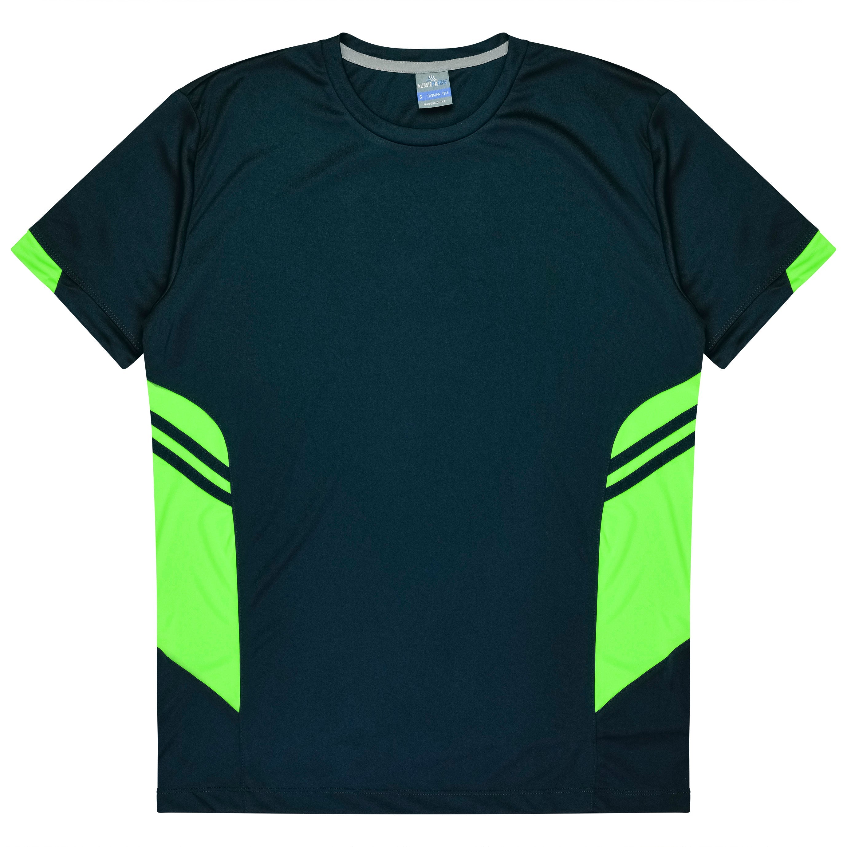 TASMAN KIDS TEES - NAVY/NEON GREEN