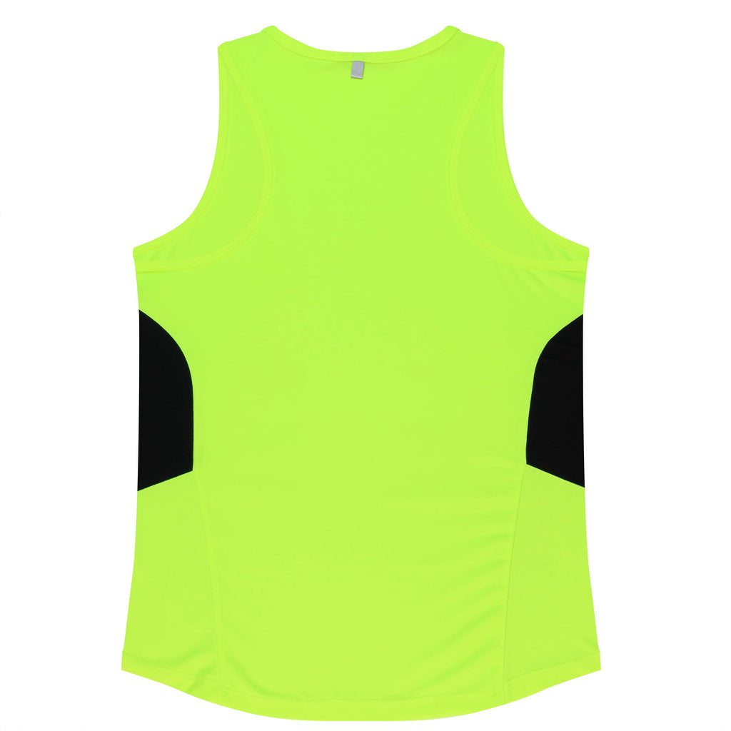 TASMAN LADY SINGLETS - NEON YELLOW/BLACK