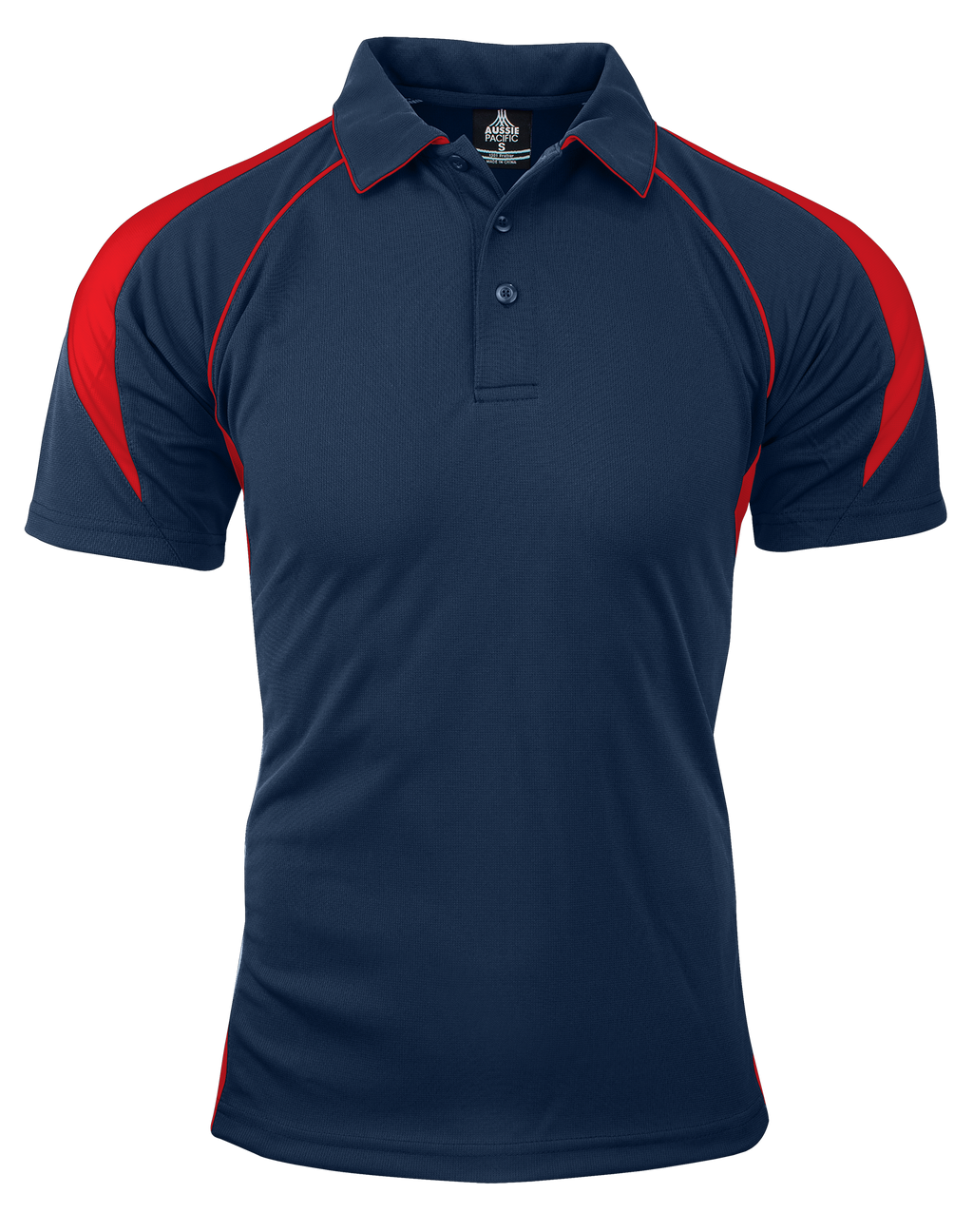 PREMIER MENS POLOS - NAVY/RED