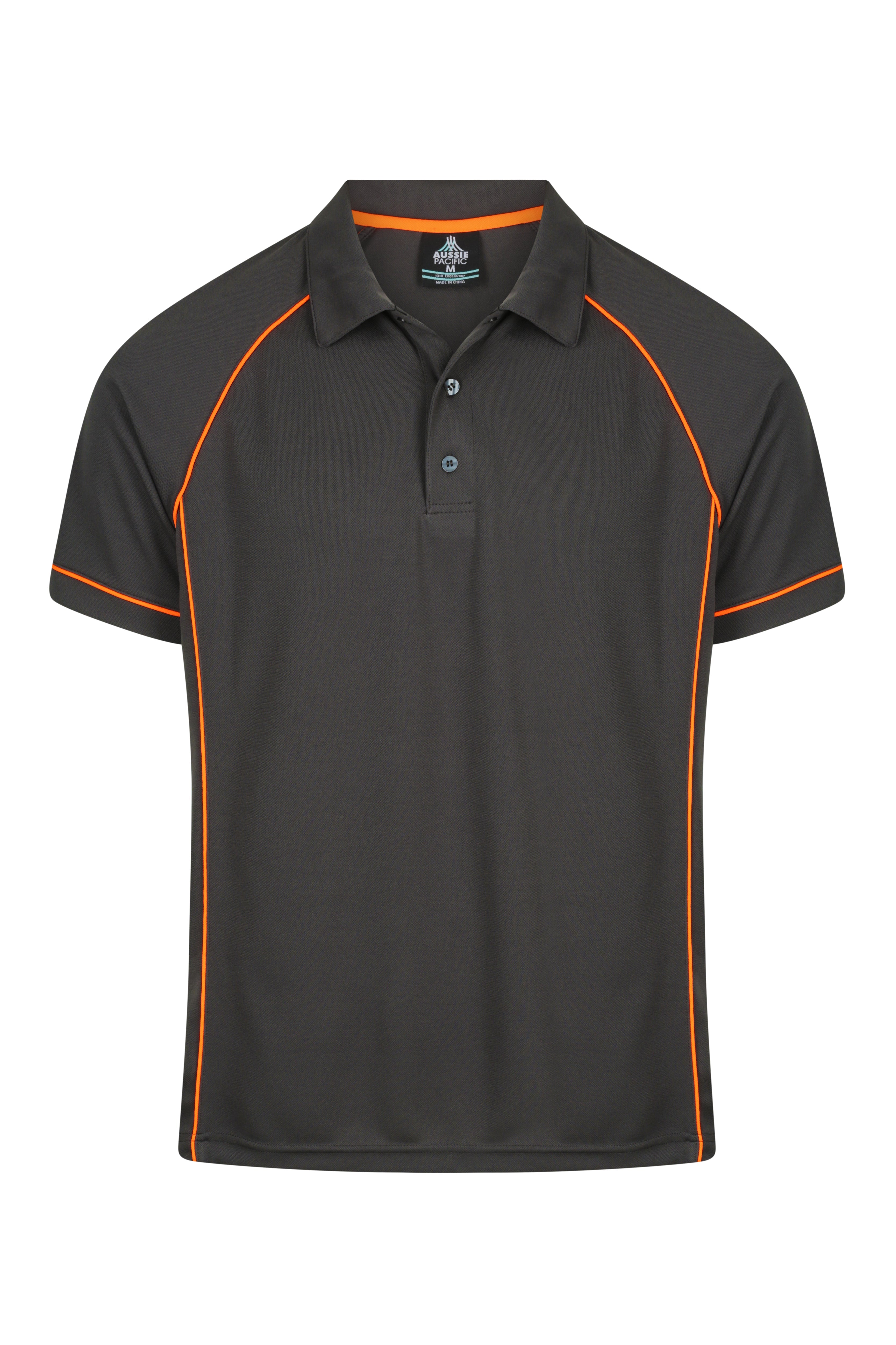 ENDEAVOUR MENS POLOS - SLATE/ORANGE