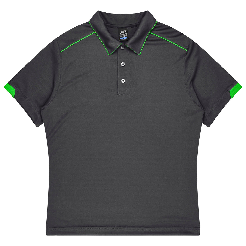 CURRUMBIN KIDS POLOS - SLATE/HI VIZ GREEN