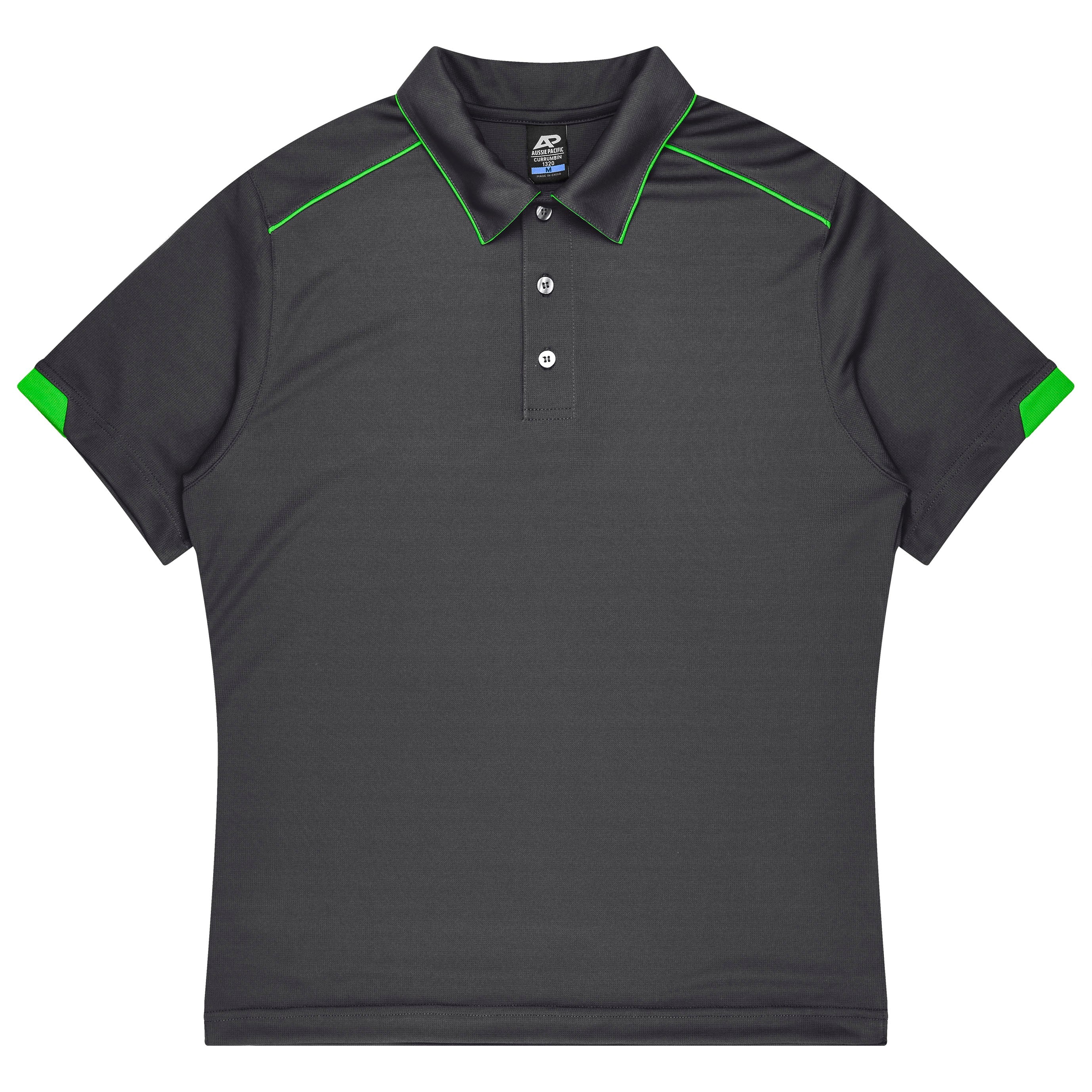 CURRUMBIN KIDS POLOS - SLATE/HI VIZ GREEN