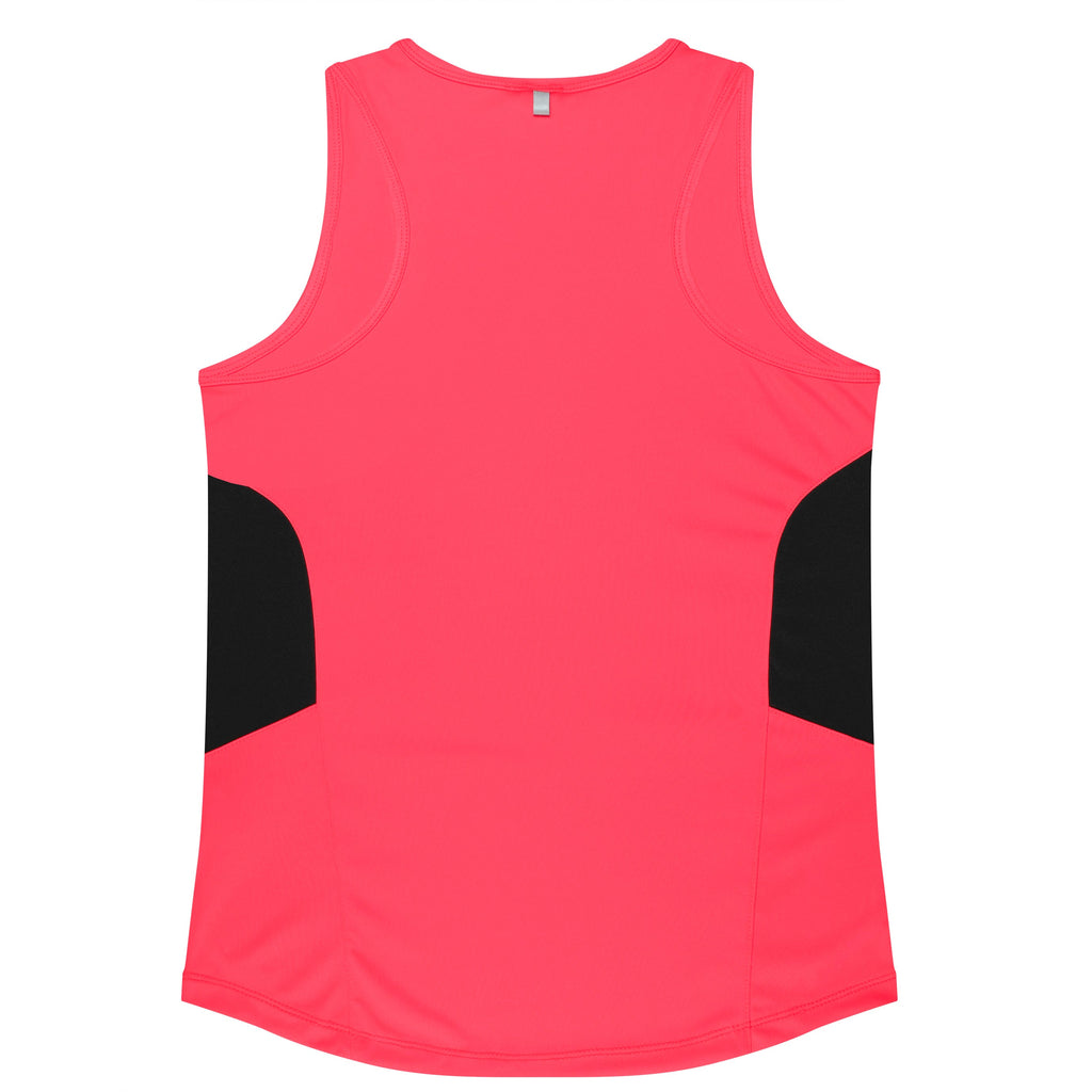 TASMAN LADY SINGLETS - NEON PINK/BLACK
