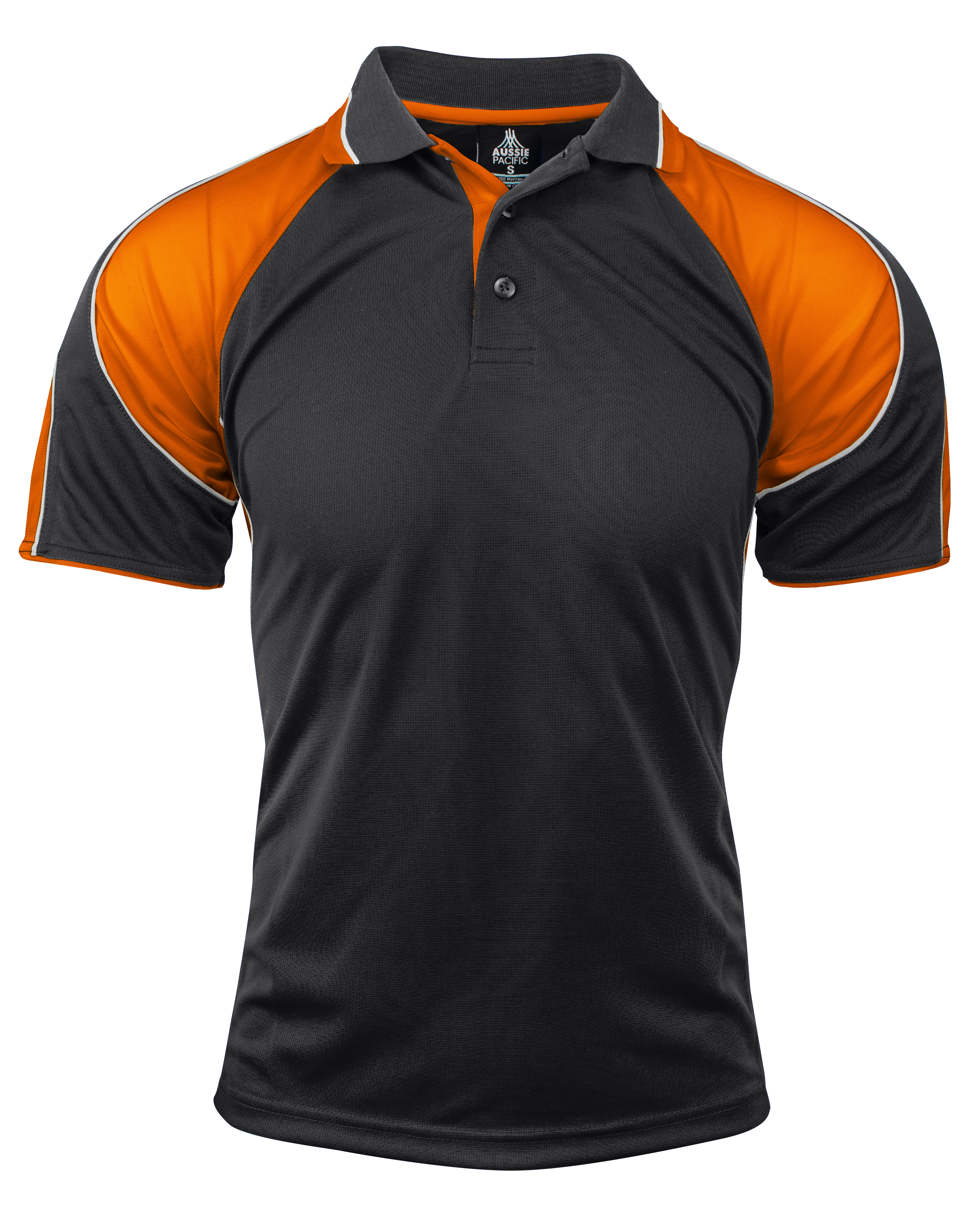 MURRAY MENS POLOS - BLACK/ORANGE