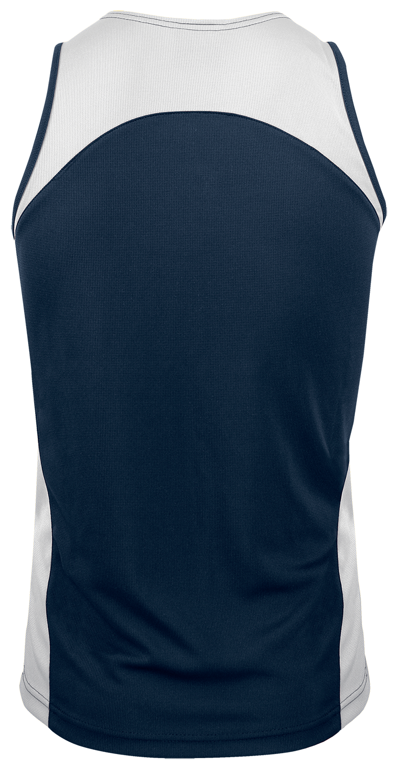 PREMIER MENS SINGLETS - NAVY/WHITE