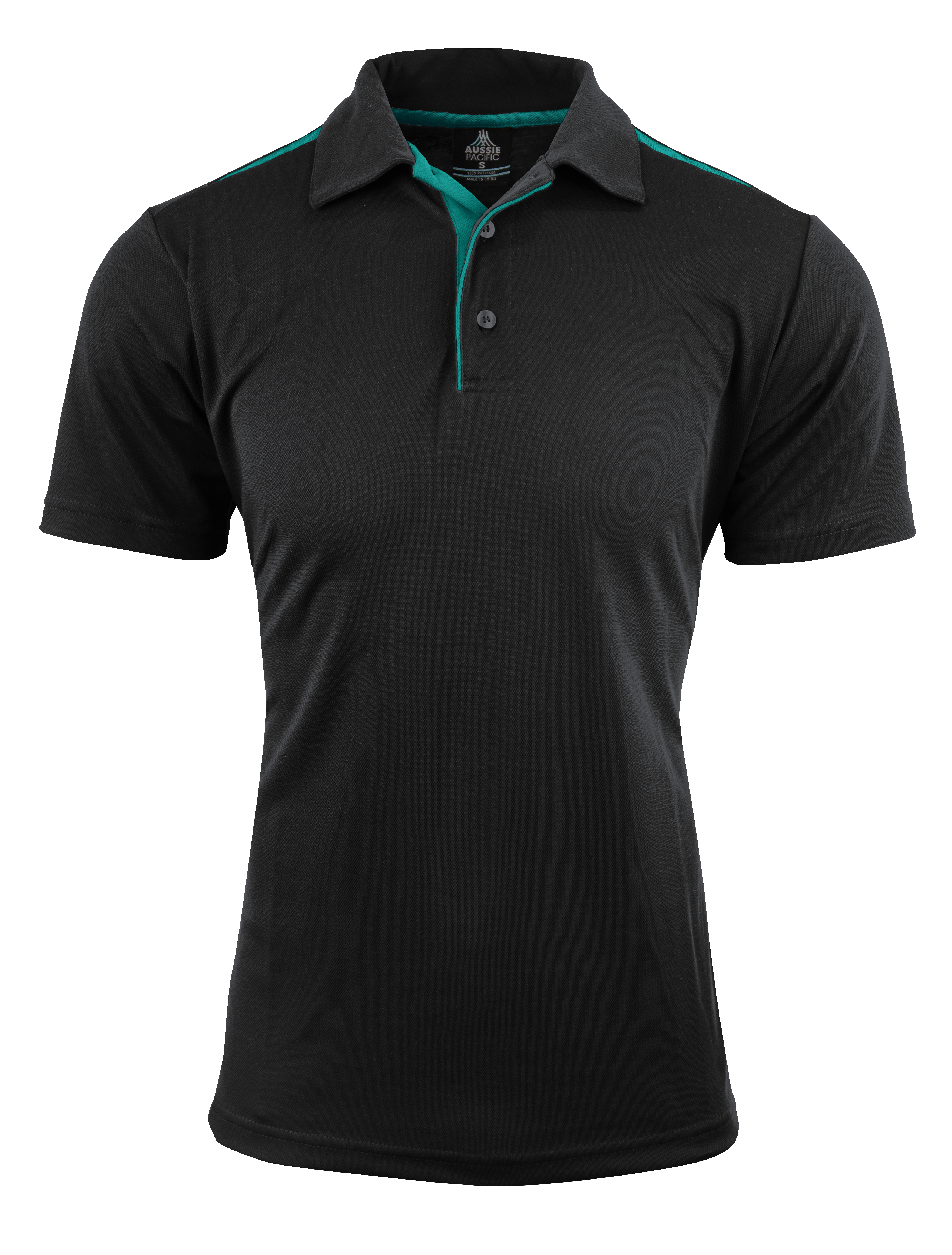 PATERSON MENS POLOS - BLACK/TEAL