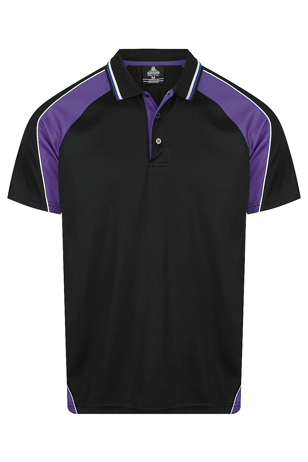 PANORAMA MENS POLOS - BLK/ELEC. PURPLE/WHT