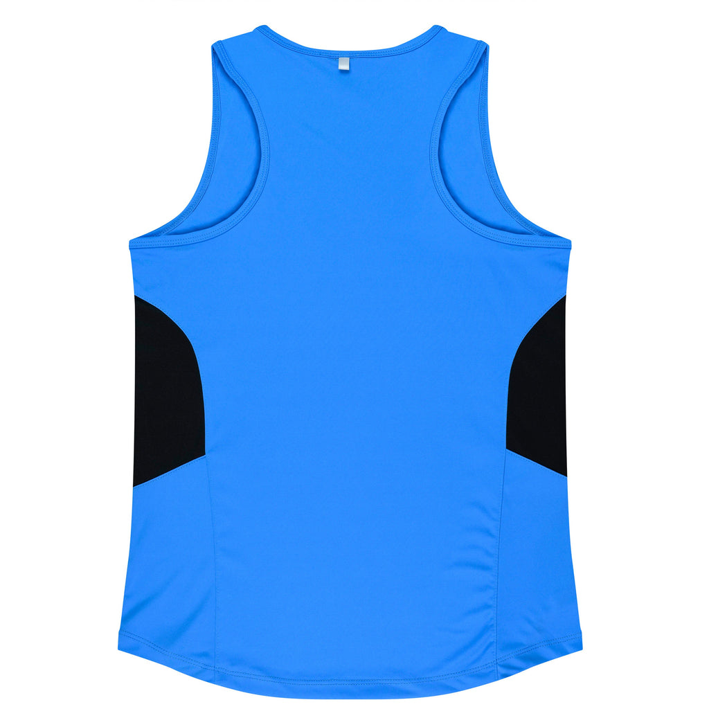 TASMAN LADY SINGLETS - CYAN/BLACK