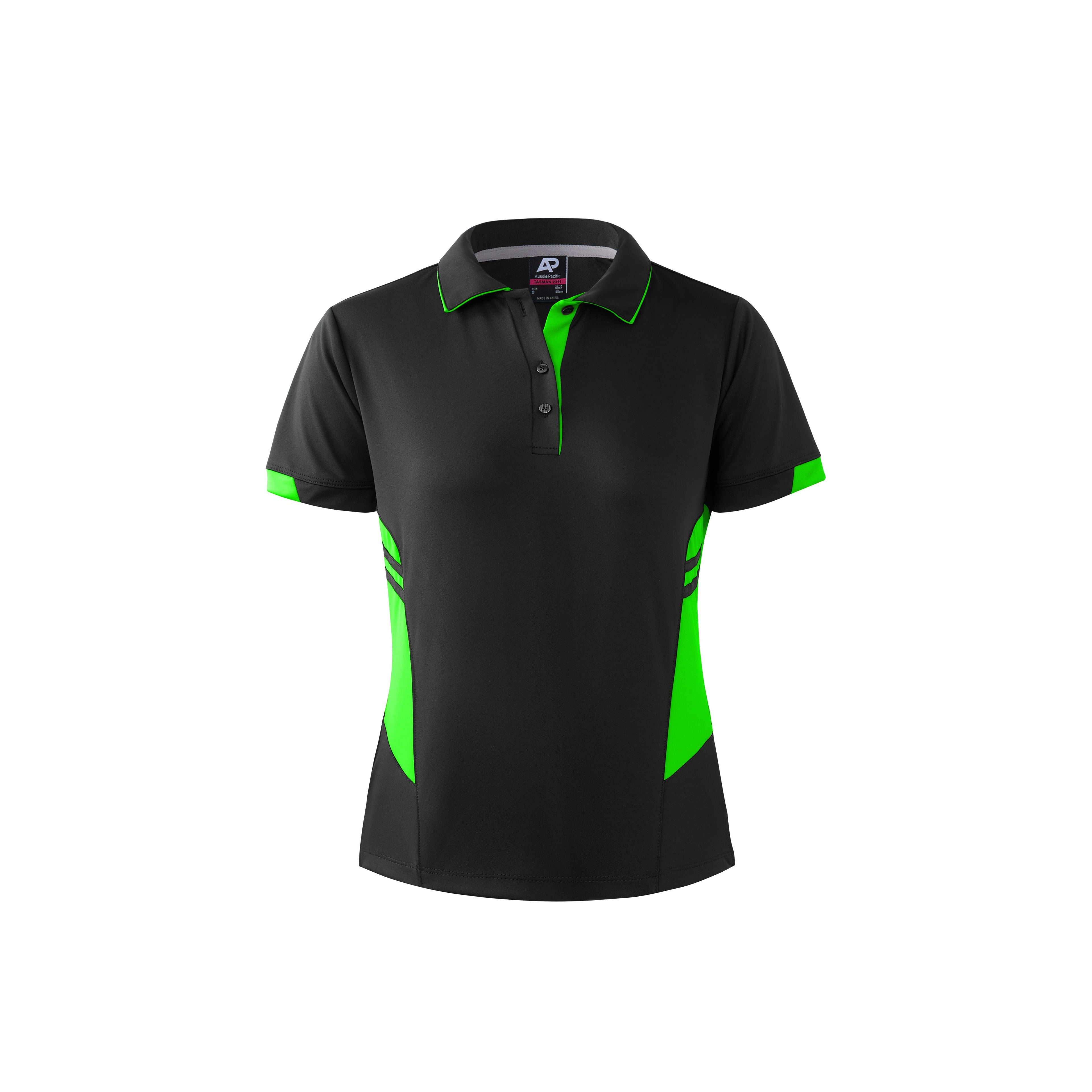 TASMAN LADY POLOS - SLATE/NEON GREEN