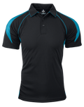 PREMIER MENS POLOS - BLACK/TEAL