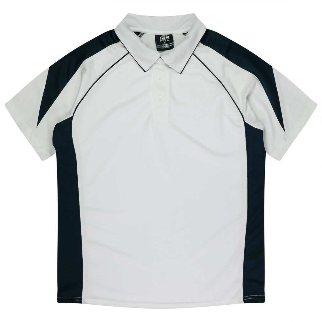 PREMIER KIDS POLOS - WHITE/NAVY