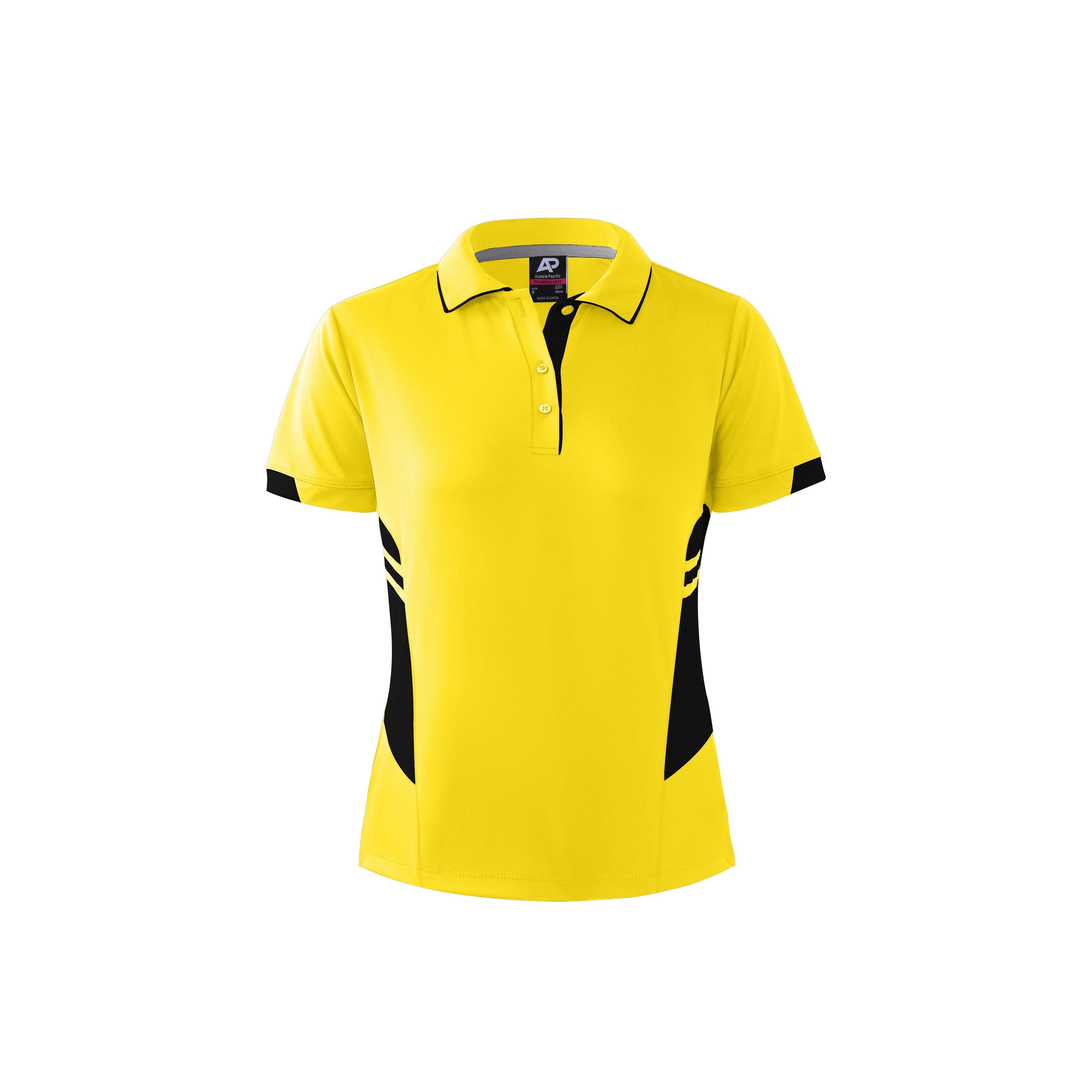 TASMAN LADY POLOS - NEON YELLOW/BLACK