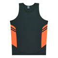 TASMAN MENS SINGLETS - SLATE/NEON ORANGE
