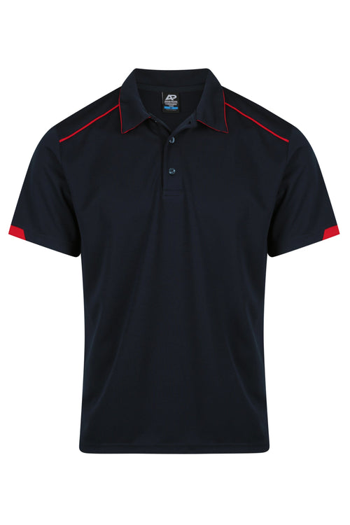 CURRUMBIN MENS POLOS - NAVY/RED
