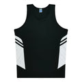 TASMAN MENS SINGLETS - BLACK/WHITE