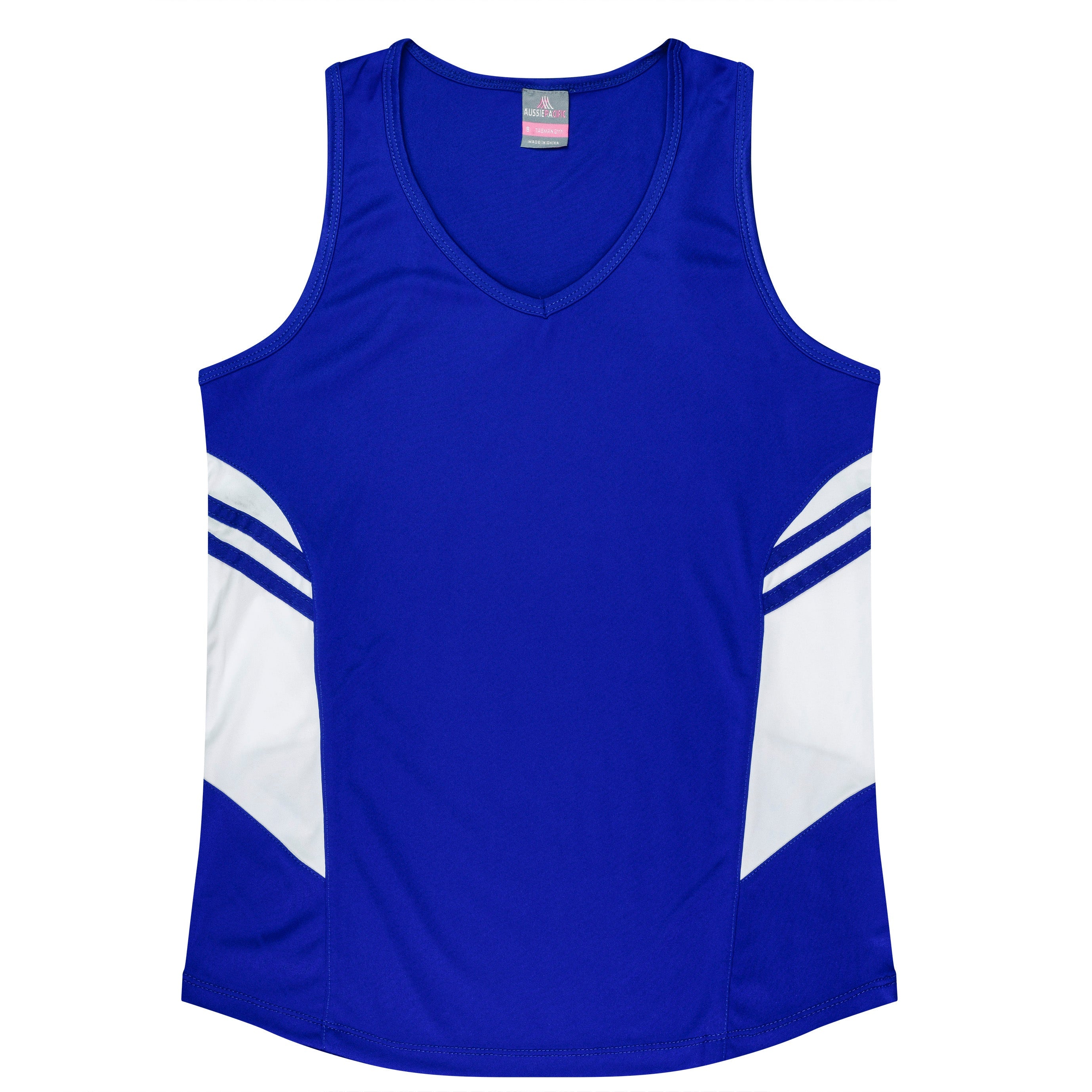 TASMAN LADY SINGLETS - ROYAL/WHITE