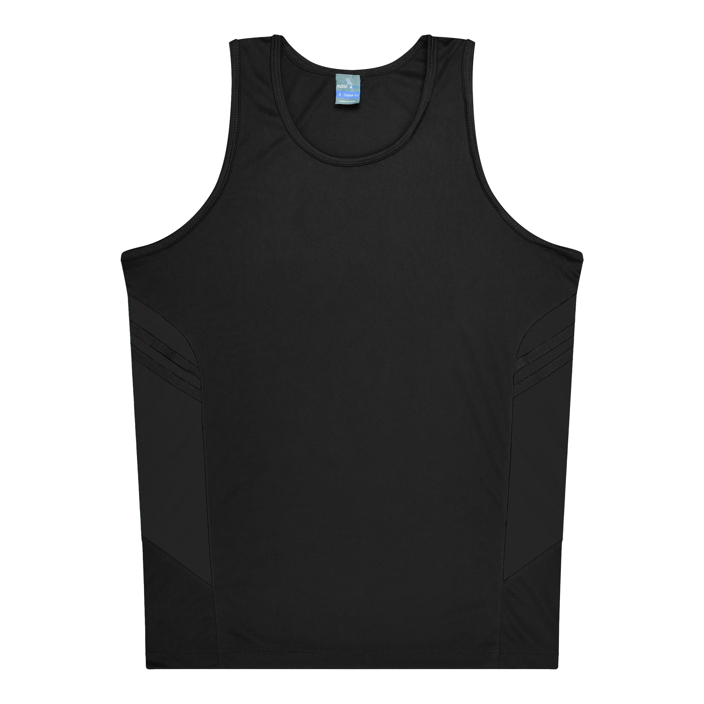 TASMAN MENS SINGLETS - BLACK