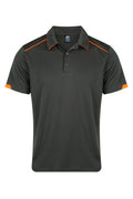 CURRUMBIN MENS POLOS - SLATE/HI VIZ ORANGE