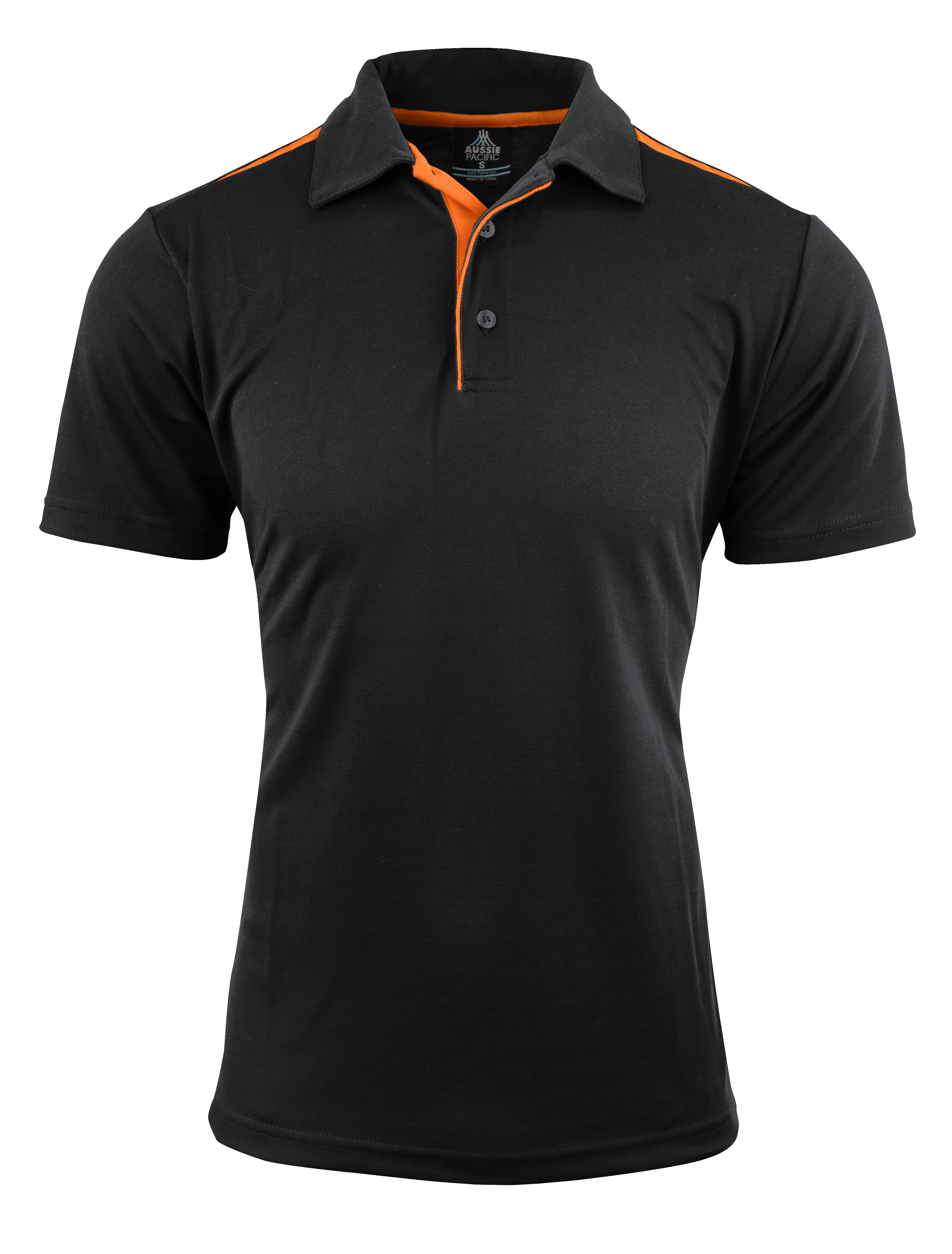 PATERSON MENS POLOS - BLACK/ORANGE