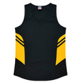 TASMAN LADY SINGLETS - BLACK/GOLD