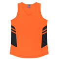 TASMAN LADY SINGLETS - NEON ORANGE/SLATE