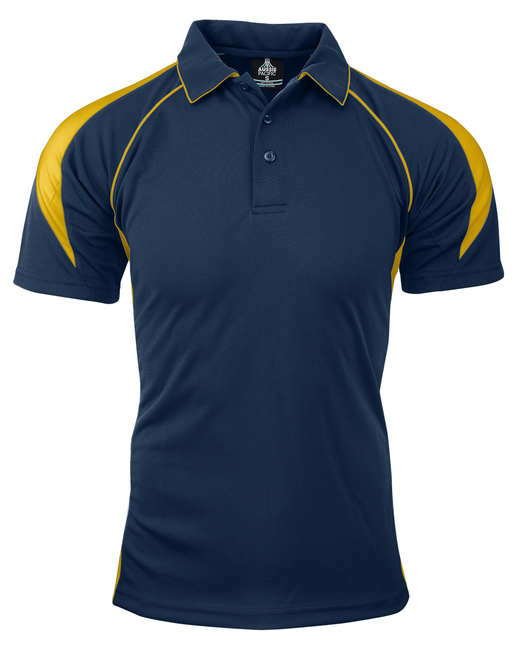 PREMIER MENS POLOS - NAVY/GOLD