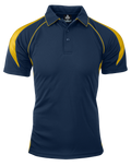 PREMIER MENS POLOS - NAVY/GOLD
