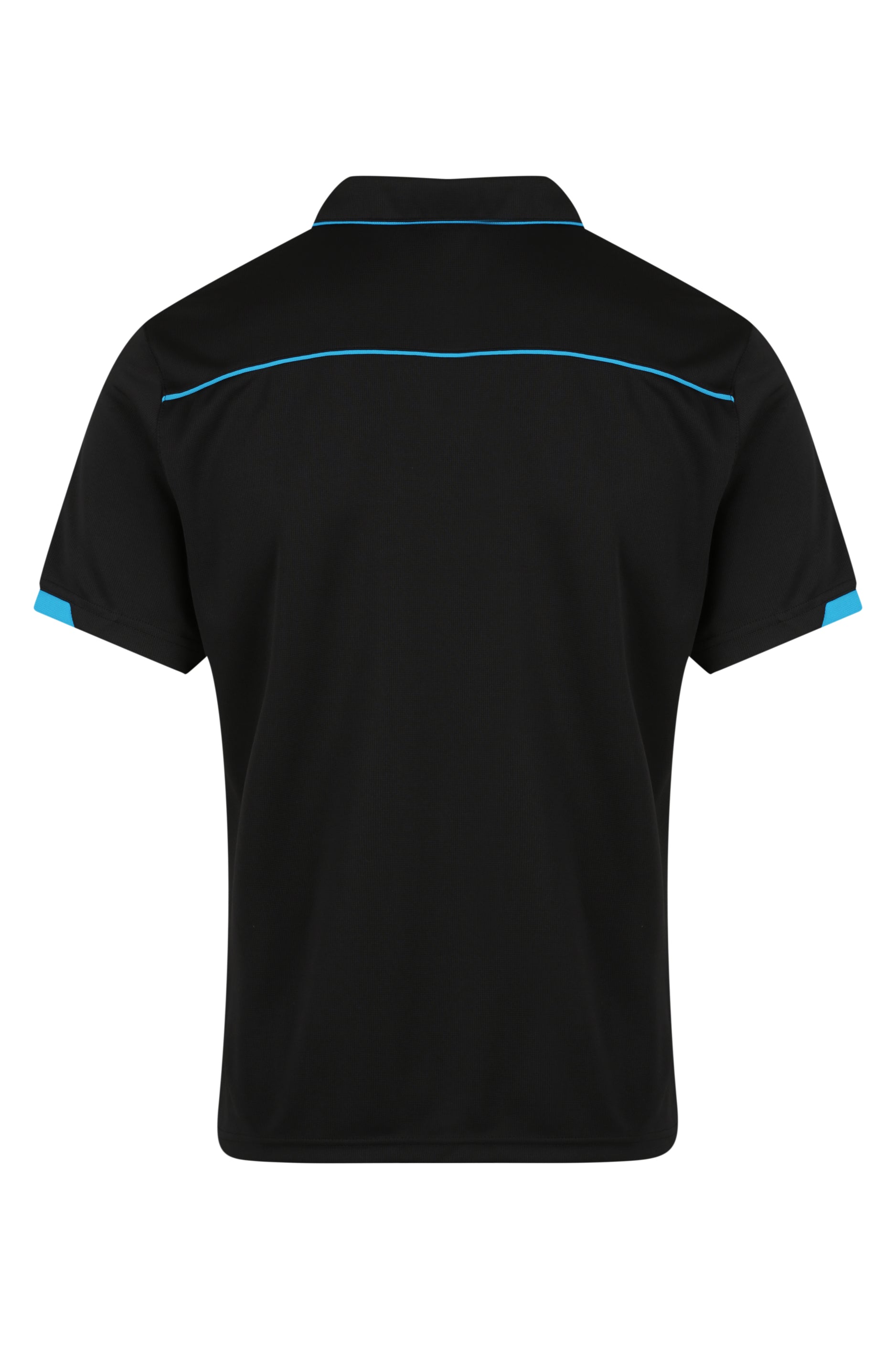 CURRUMBIN MENS POLOS - BLACK/CYAN
