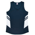 TASMAN LADY SINGLETS - NAVY/WHITE