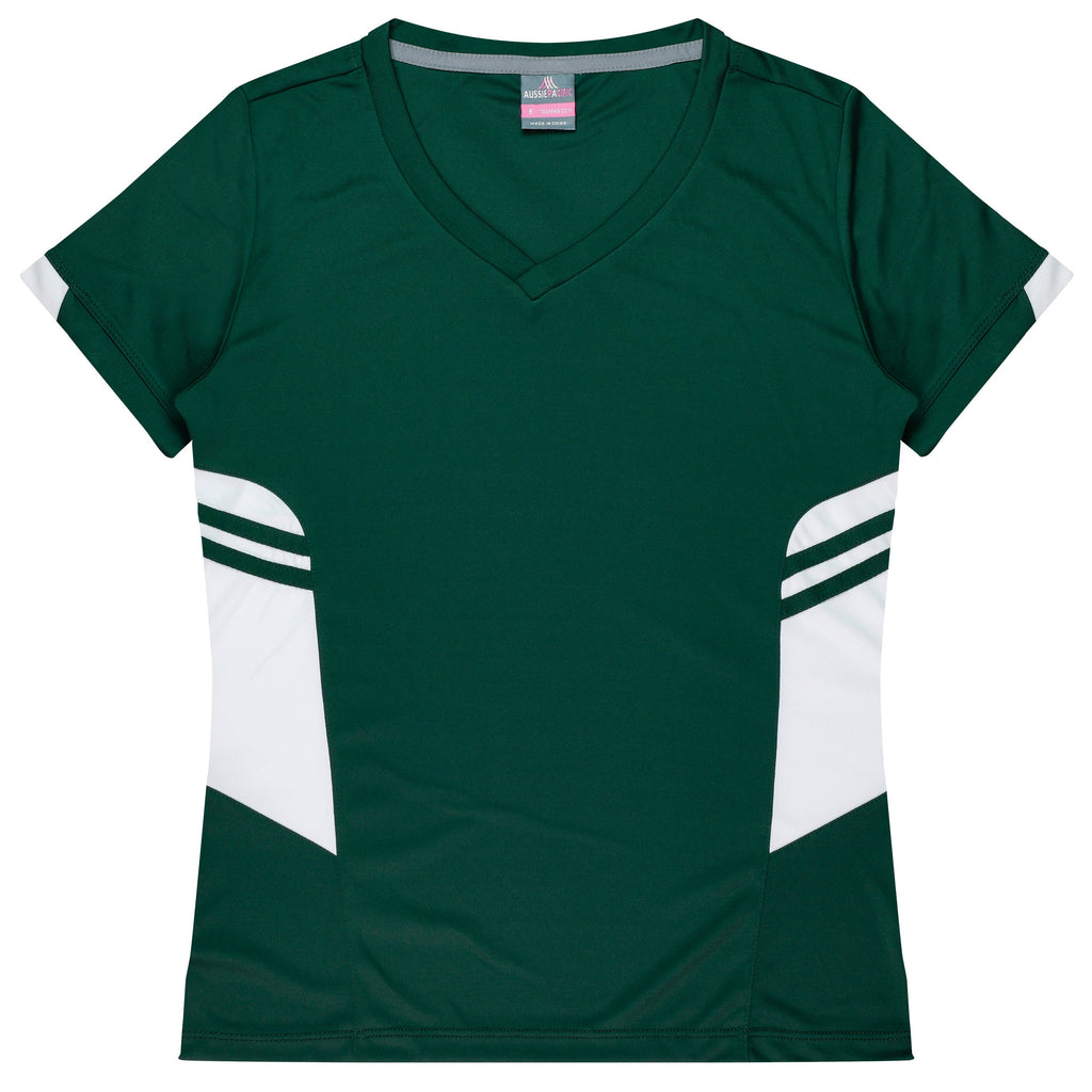 TASMAN LADY TEES - BOTTLE/WHITE