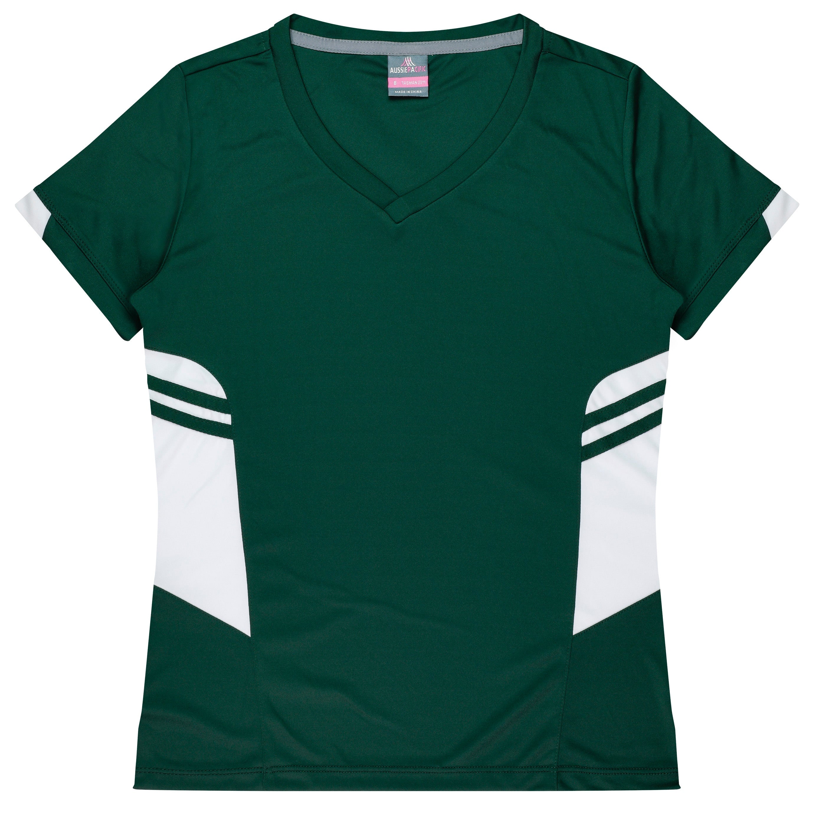 TASMAN LADY TEES - BOTTLE/WHITE