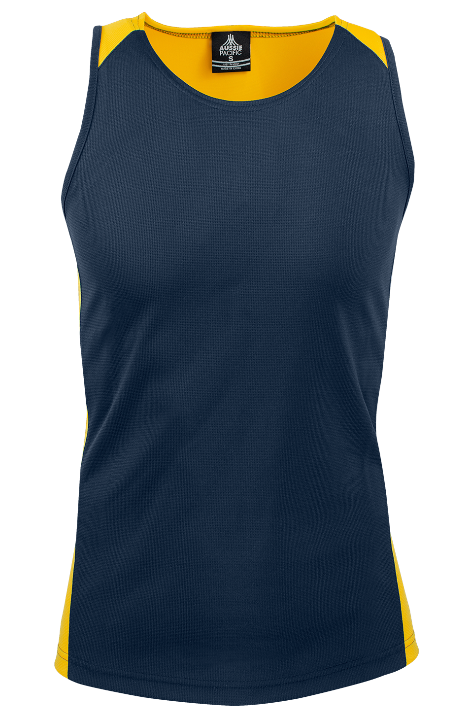 PREMIER MENS SINGLETS - NAVY/GOLD