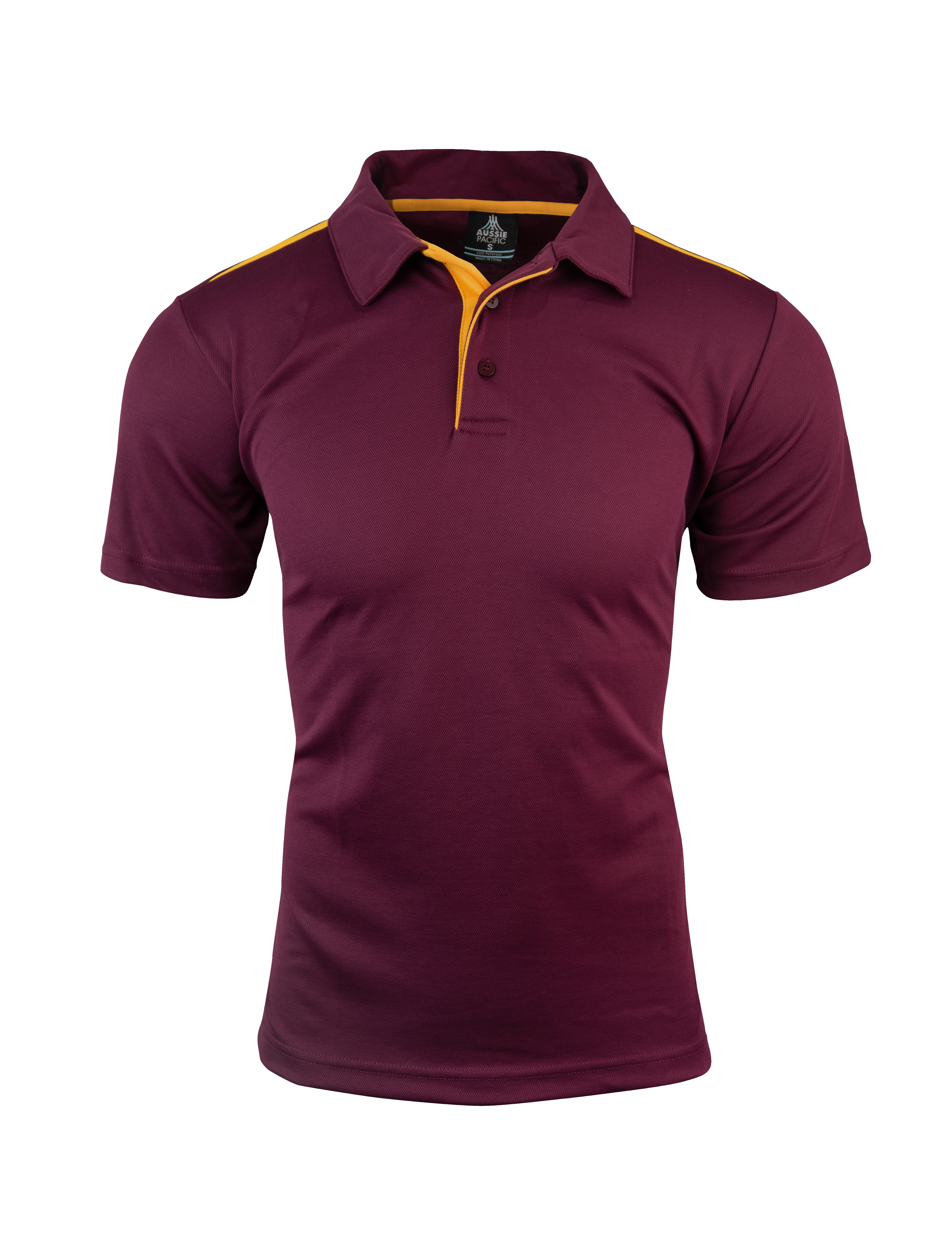 PATERSON MENS POLOS - MAROON/GOLD