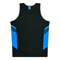 TASMAN MENS SINGLETS - BLACK/CYAN