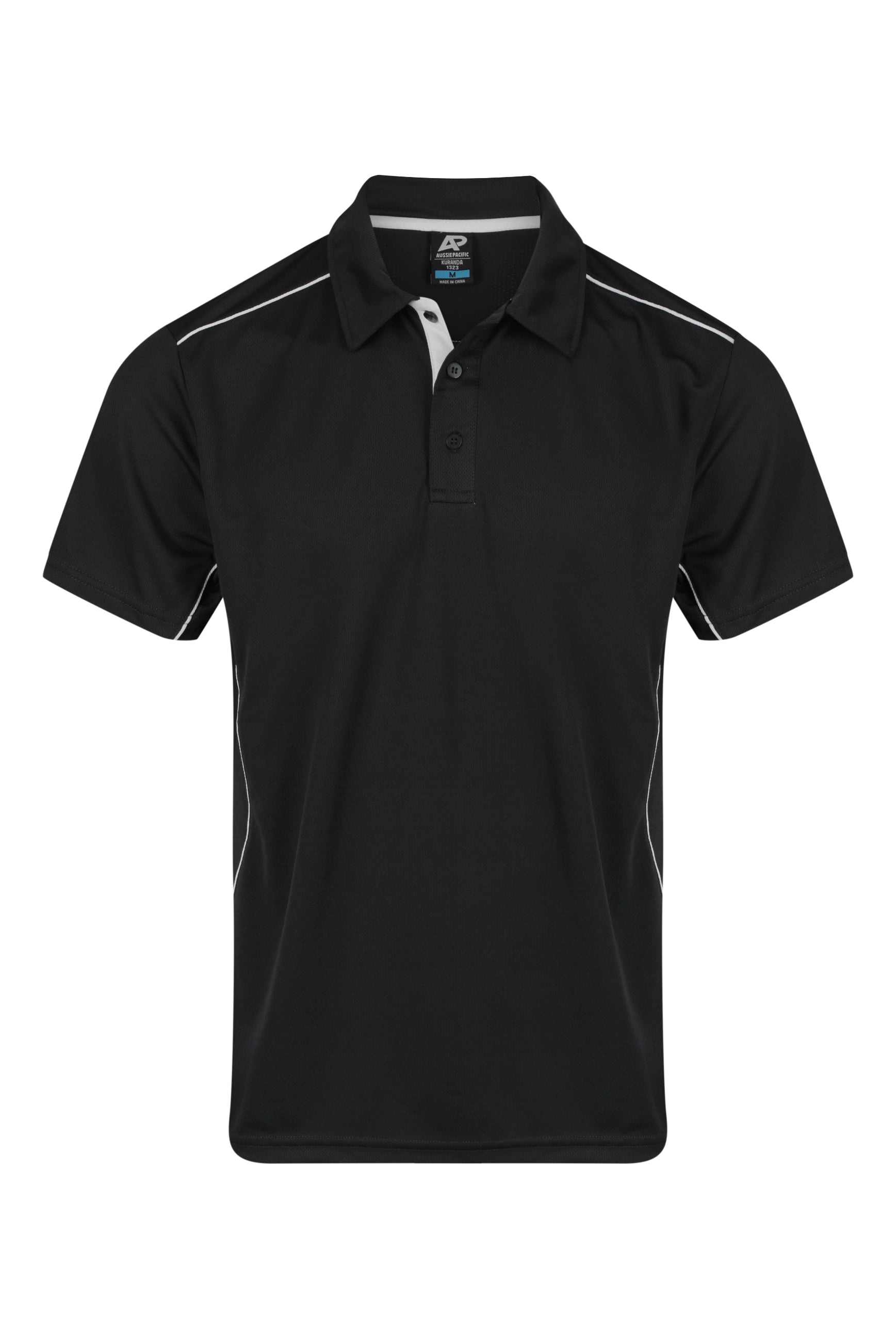 KURANDA MENS POLOS - BLACK/WHITE