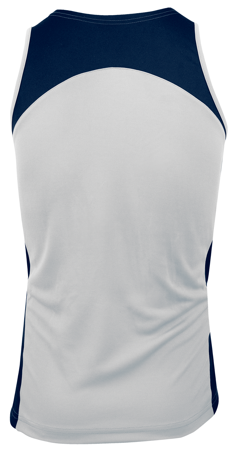 PREMIER MENS SINGLETS - WHITE/NAVY