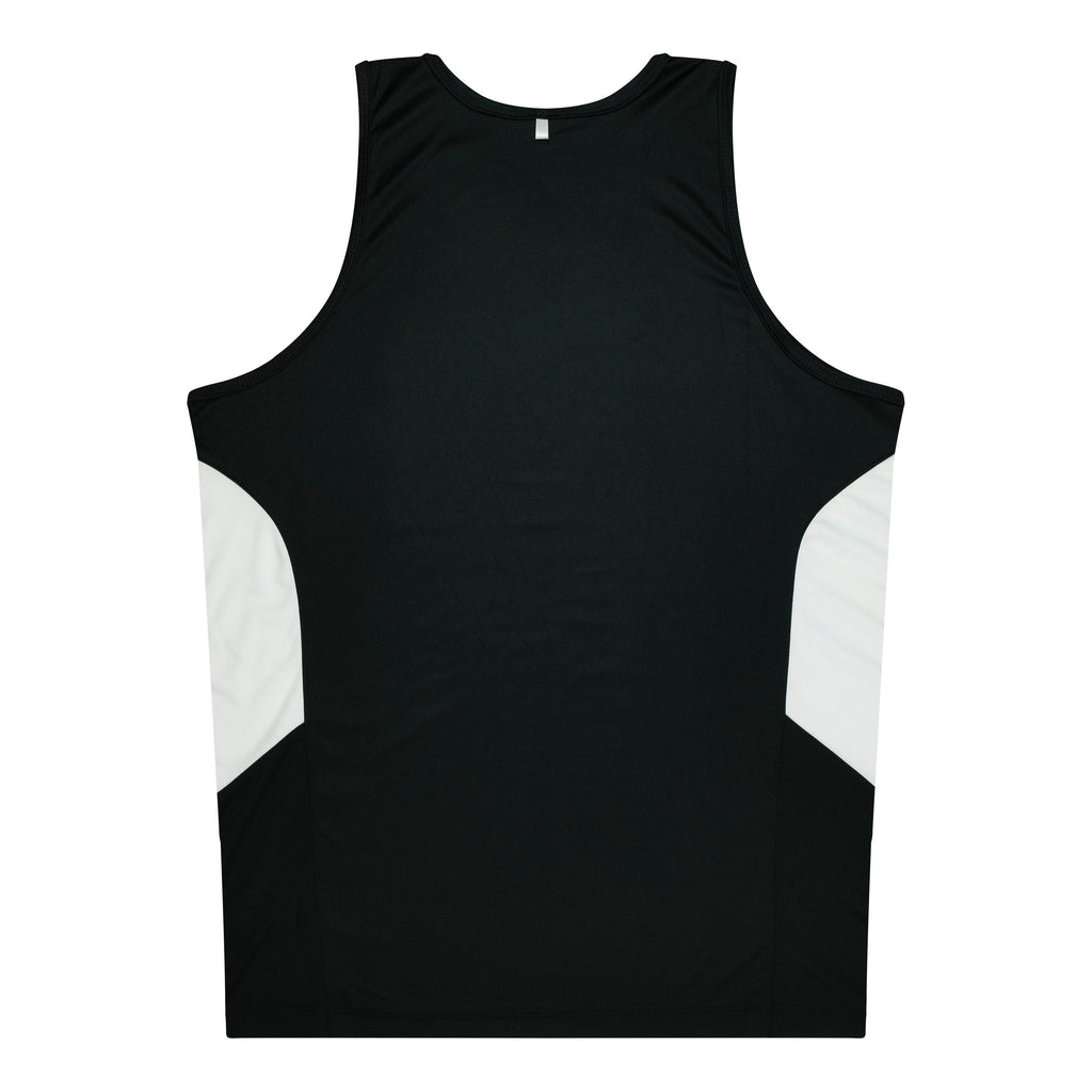 TASMAN MENS SINGLETS - BLACK/WHITE