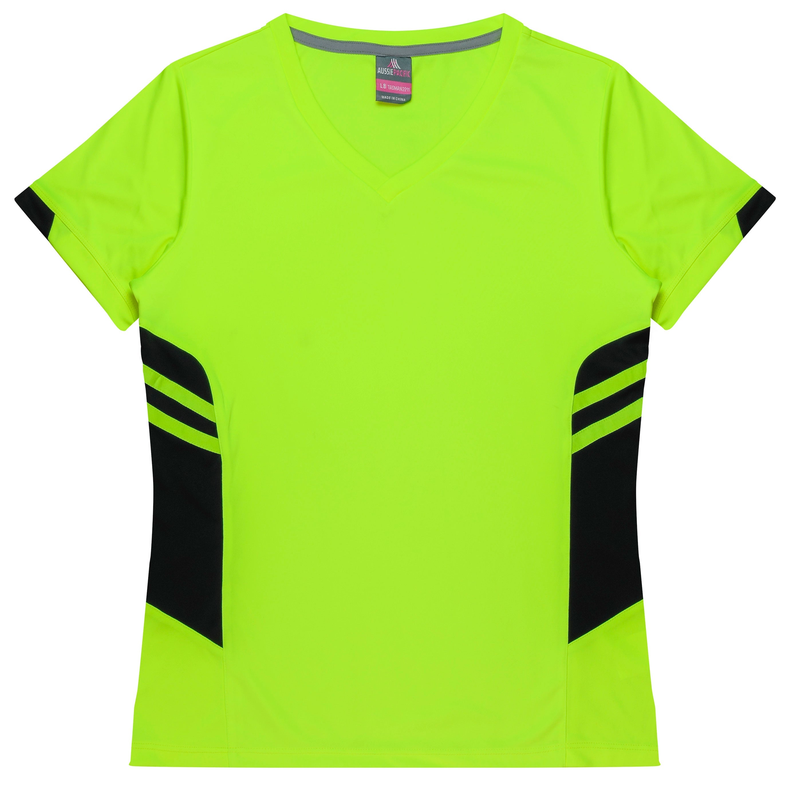 TASMAN LADY TEES - NEON YELLOW/BLACK