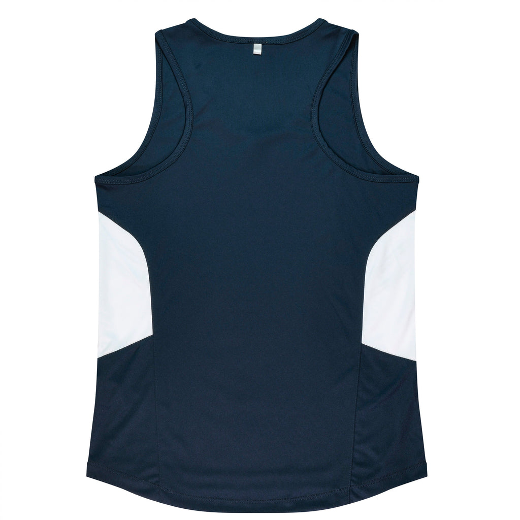 TASMAN LADY SINGLETS - NAVY/WHITE