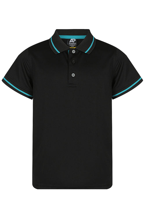 COTTESLOE KIDS POLOS - BLACK/TEAL