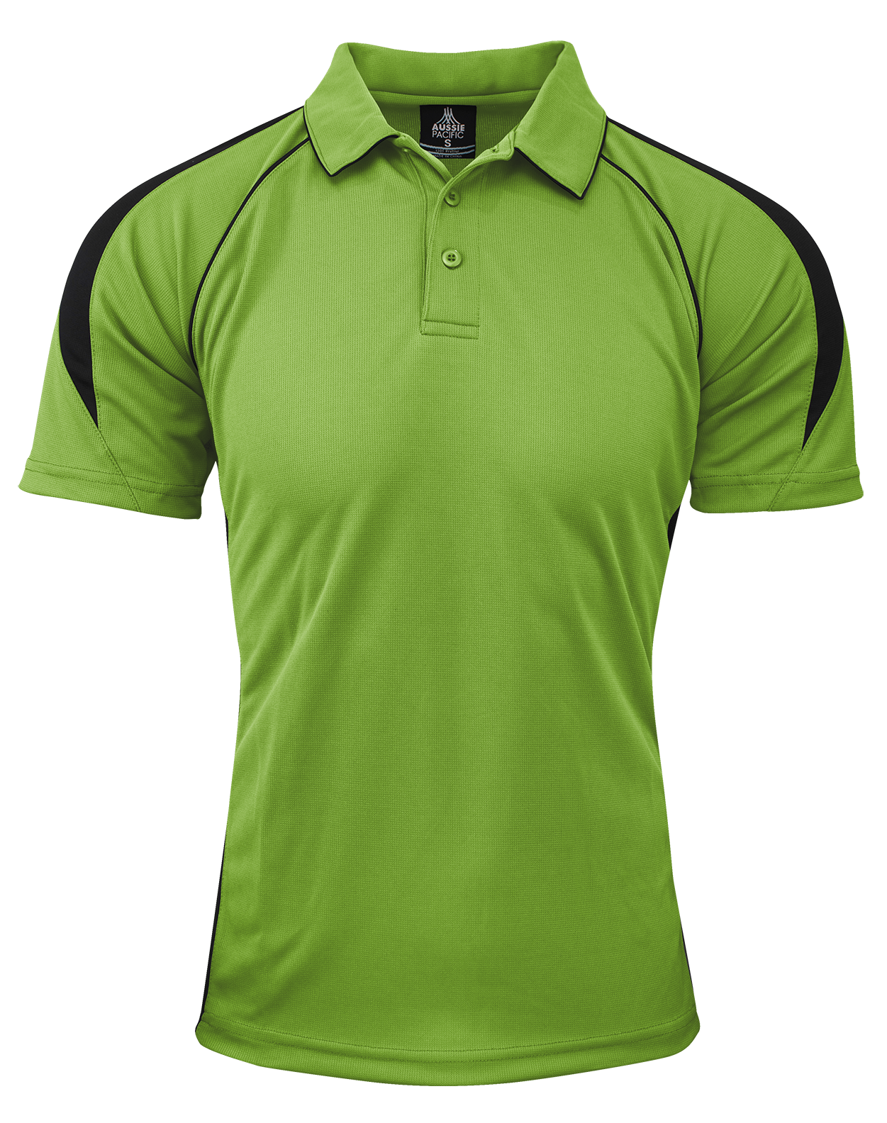 PREMIER MENS POLOS - APPLE/BLACK
