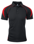 PREMIER MENS POLOS - BLACK/RED