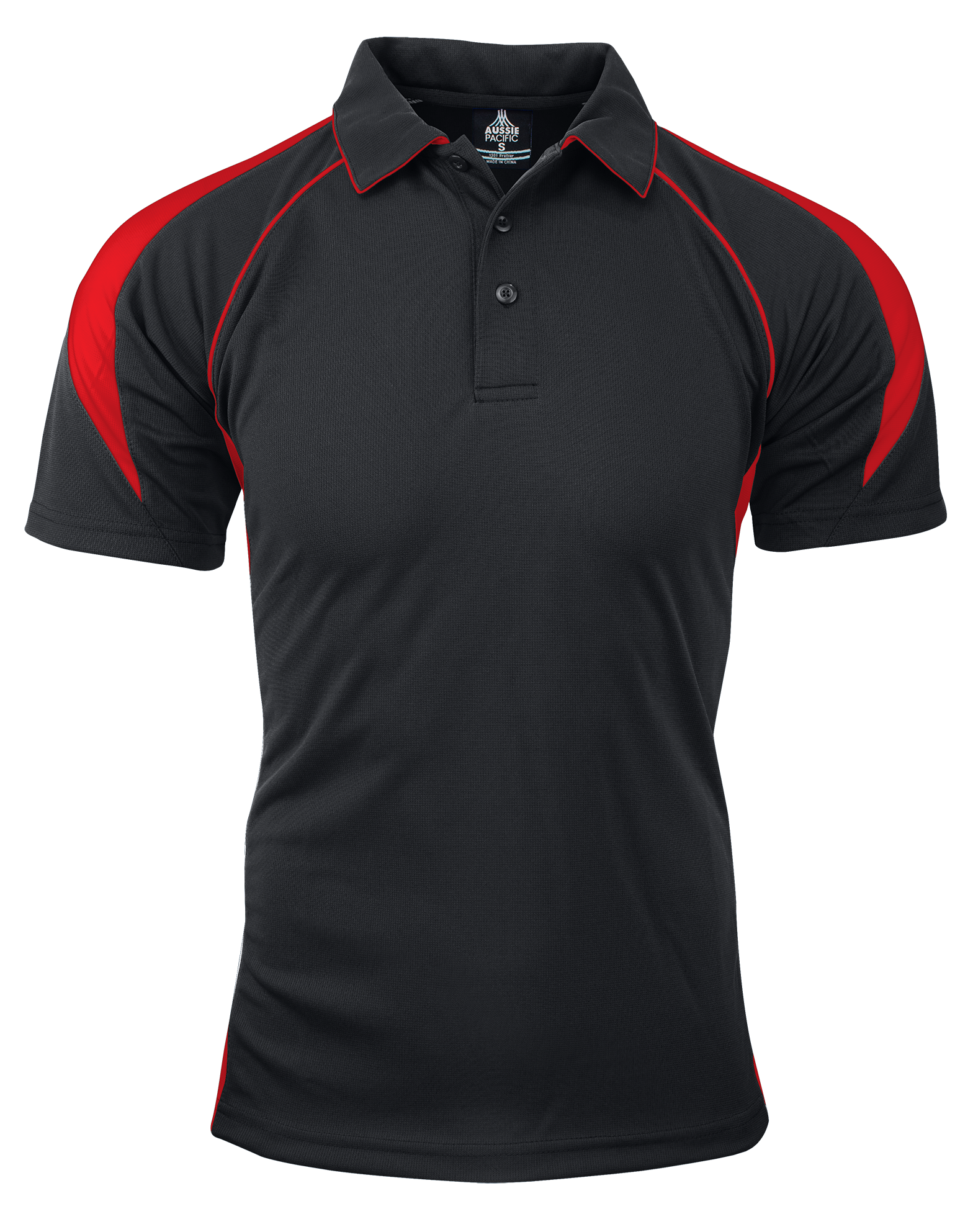 PREMIER MENS POLOS - BLACK/RED